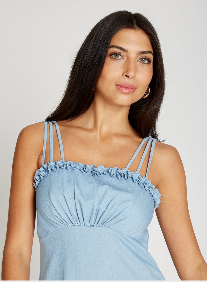 Little Mistress Ruffled Strap Midi Dress  - Image 3