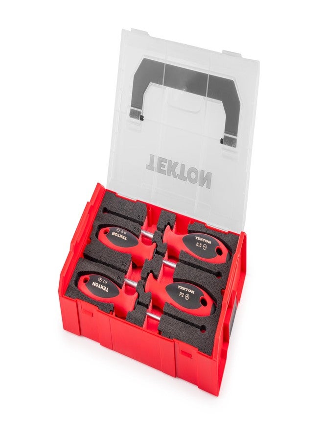 TEKTON Phillips and Slotted Screwdriver Set with Mini Stacking Tool Box - 4 Inch Shanks, 4-Piece (#1-#2, 5.5-6.5 mm) | DWZ90604 - Image 2