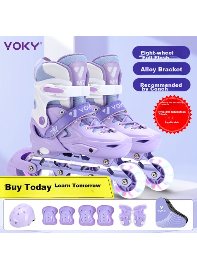 Voky Roller Skates, Inline Skates For Girls And Boys, Children's Roller Skates, Beginner Skates, Monet Purple, Size S - Image 4