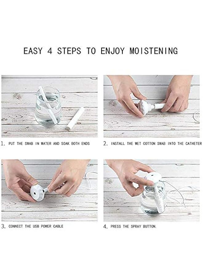 USB Mini Donut Humidifier for Travel Bedroom Car Plant, Portable Bottle Mist Maker Stick, Quiet Bedside Air Moisturizer  - Image 2