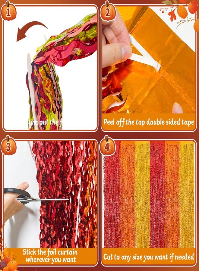 REDWORD Thanksgiving Decorations, 2Pack Thanksgiving Foil Fringe Backdrop Curtains with GIVE THANKS Banner for Thanks Giving Fall Party Decoration Wall Decor Photo Booth Props Fall Streamers, 3.3 x 6.6ft - Image 3
