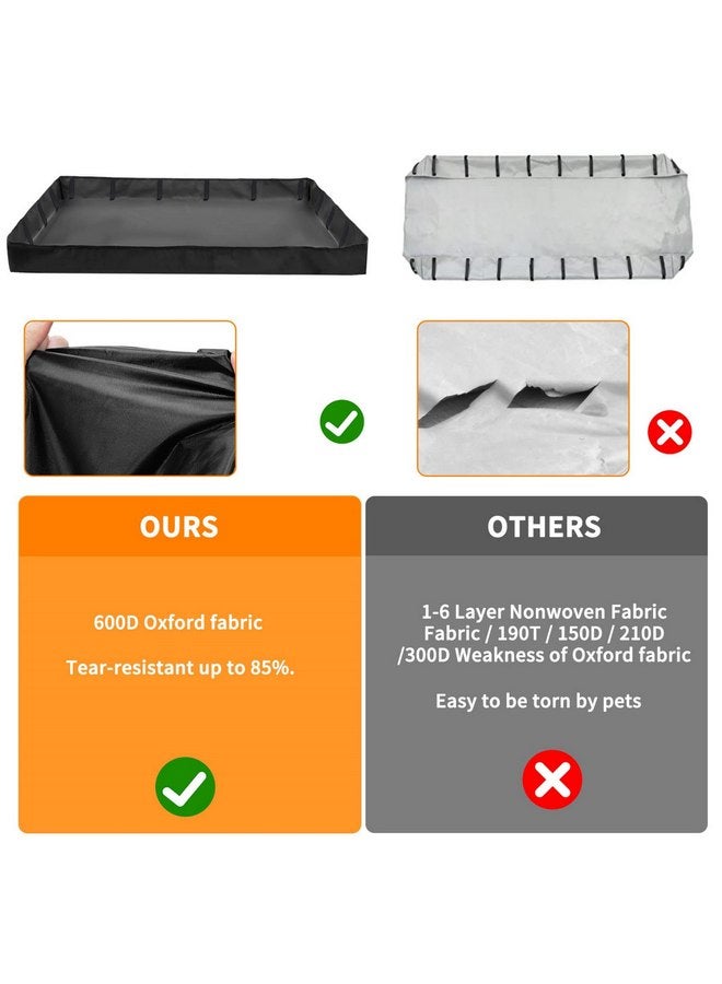 AKEfit Guinea Pig Cage Tarp Bottom Waterproof with Four Velcro Straps on one Side for Easy Removal and Cleaning for Rabbits, Hamsters, Ferrets (48 "L x 24 "W x 4 "H, Black) - Image 5