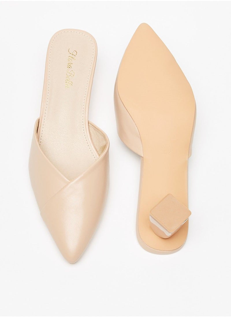 Flora Bella - Pointed Toe Slip On Mules with Block Heels - Image 1