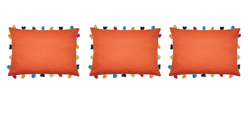 Lushomes Plain Cotton Cushion CoverPillow Cover 14 x 20 Set of 3 Red - Image 1