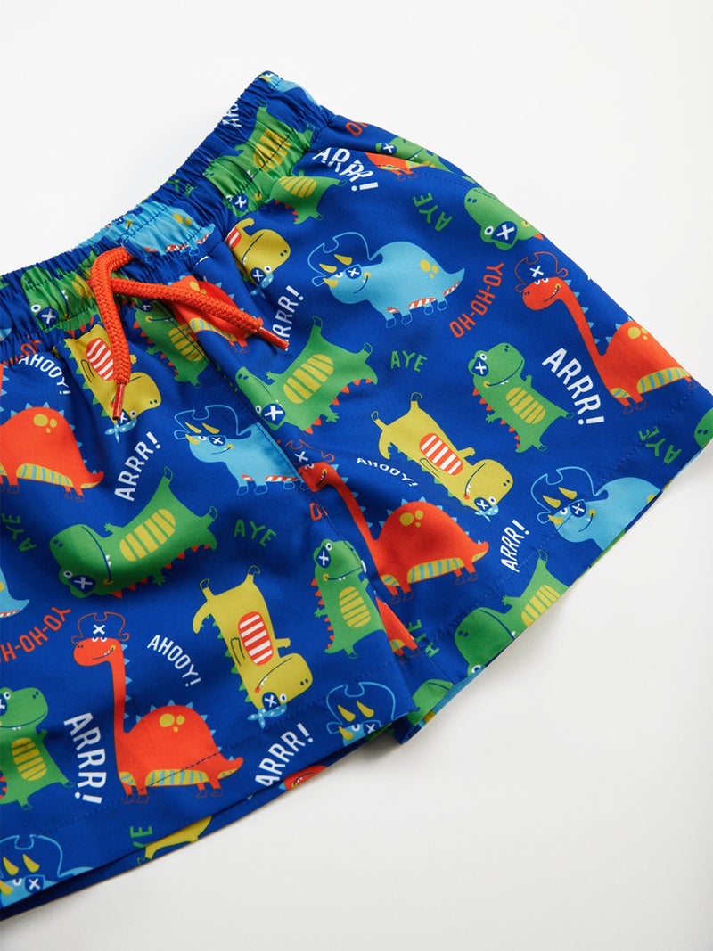 Denokids Dinosaur Boys Navy Blue Swim Shorts Swimsuit  - Image 3