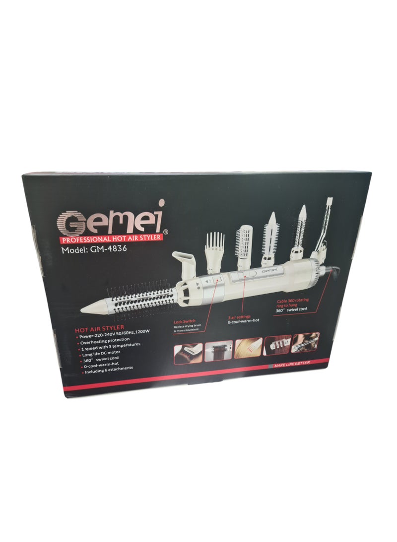 Gemei 7 in 1 Profesional Hair Dryer and Styler with Different Attachments - Image 2