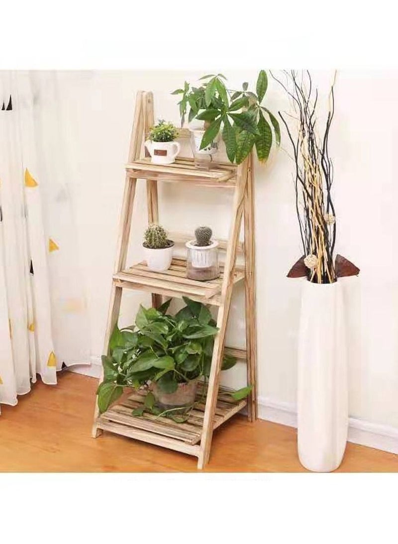 Generic FFD Wooden Flower Stand Plant Display Shelf Multilayer Simplicity Book Shelves Towel Holder Bathroom Shelf for Home Garden Patio Corner Outdoor Indoor Balcony Decoration - Image 1