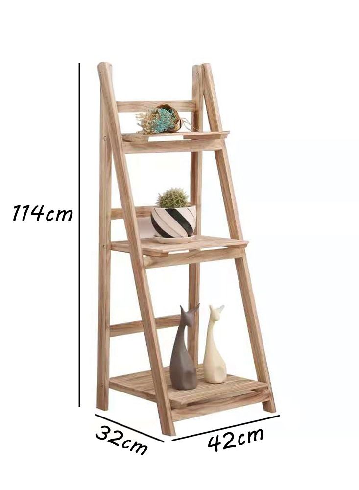 Generic FFD Wooden Flower Stand Plant Display Shelf Multilayer Simplicity Book Shelves Towel Holder Bathroom Shelf for Home Garden Patio Corner Outdoor Indoor Balcony Decoration - Image 3