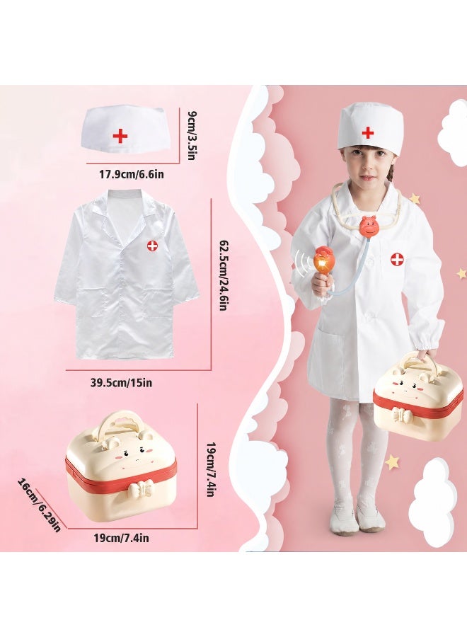 XiuWoo 58 pcs Kids Cute Hippo Medical Playset, Dentist Role Players with Clothes, Toddler Doctor Playset, Conquer The Doctor's Fear for 3-8 Kids Dentist Playset Pink - Image 3