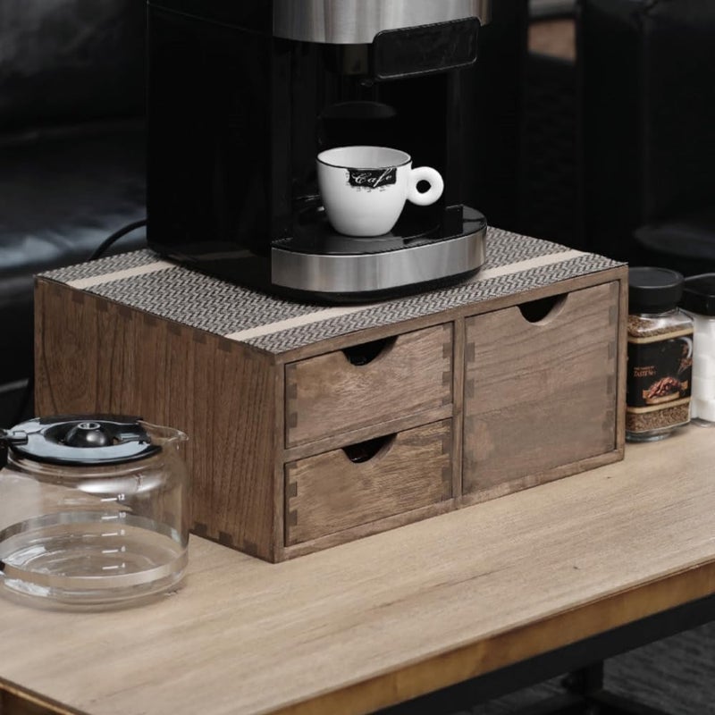 DDYURI Coffee Pods Storage Drawer Holder for Capsules - Multi Functional Desk Organizer Drawers For K cups Coffee Maker Brew - Kitchen Mini Wooden Box Chest Sideboard Counter Organization CF2D3C Dark - Image 2