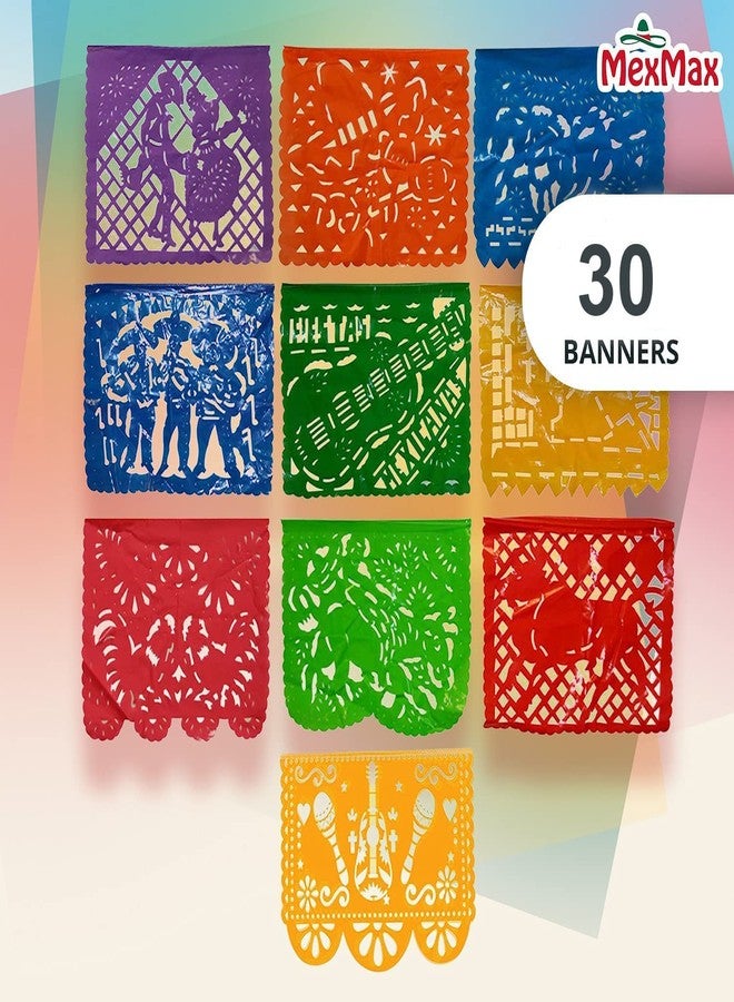 CHAMPS Mexican Banner - Multi-Colored Large Plastic Papel Picado Banner - Easy to Install 15FT Fiesta Party Decorations - Premium Assorted Panel with Beautiful Cocina Mexicana Patterns (3 Pack) - Image 4
