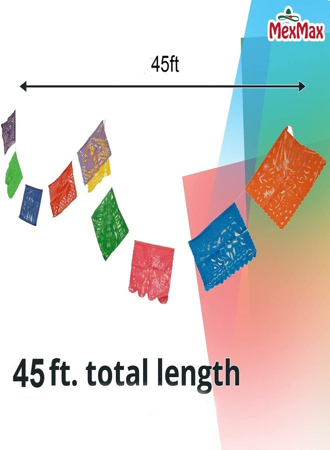 CHAMPS Mexican Banner - Multi-Colored Large Plastic Papel Picado Banner - Easy to Install 15FT Fiesta Party Decorations - Premium Assorted Panel with Beautiful Cocina Mexicana Patterns (3 Pack) - Image 5