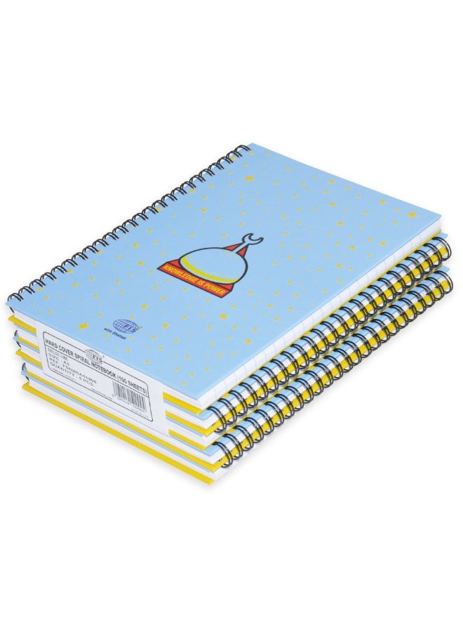 FIS Spiral Hard Cover Notebook, A5 Size (14.8x21cm), 100 Sheets, Single Line Ruling, Pack of 5 Pieces - FSNBSA51908 - Image 1