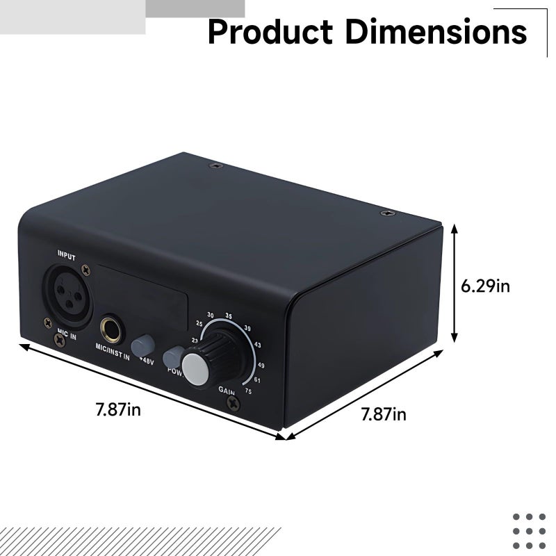 مكبر صوت ميكروفون XLR ثنائي القنوات مع طاقة شبحية لموسيقى الحفلات وتضخيم صوت الاستوديو - Image 3