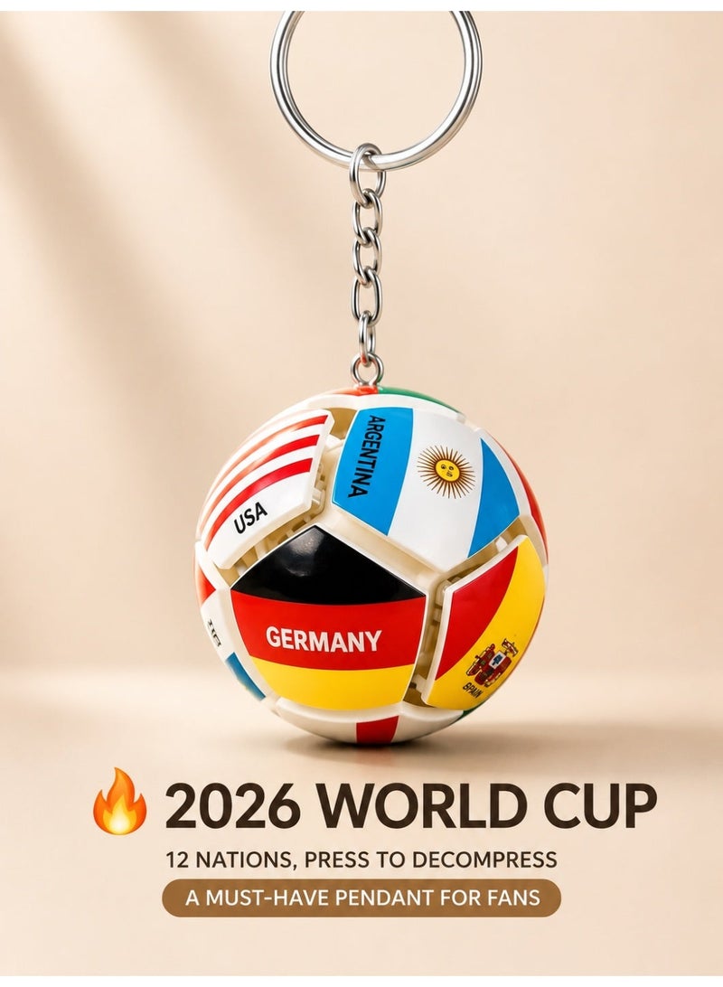 Verdant Reverie 2026 Football Soccer Keychain with National Flags, Mechanical Push Button Key Ring, Backpack Charm, Sports Fan Souvenir Gift for Men, Kids & Football Lovers - Image 1
