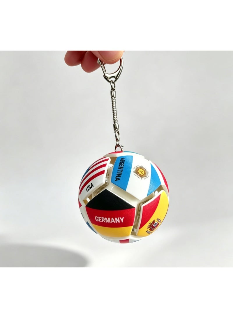 Verdant Reverie 2026 Football Soccer Keychain with National Flags, Mechanical Push Button Key Ring, Backpack Charm, Sports Fan Souvenir Gift for Men, Kids & Football Lovers - Image 4