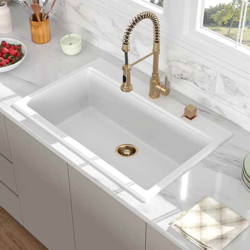 Garmaing Champagne Bronze Sink Garbage Disposal Flange and Stopper for Kitchen - Fit 3.5" Standard Sink - 304 Stainless Steel Champagne Brushed Gold Brass - Compatible with Delta Faucet - Image 2