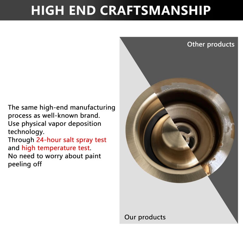 Garmaing Champagne Bronze Sink Garbage Disposal Flange and Stopper for Kitchen - Fit 3.5" Standard Sink - 304 Stainless Steel Champagne Brushed Gold Brass - Compatible with Delta Faucet - Image 4