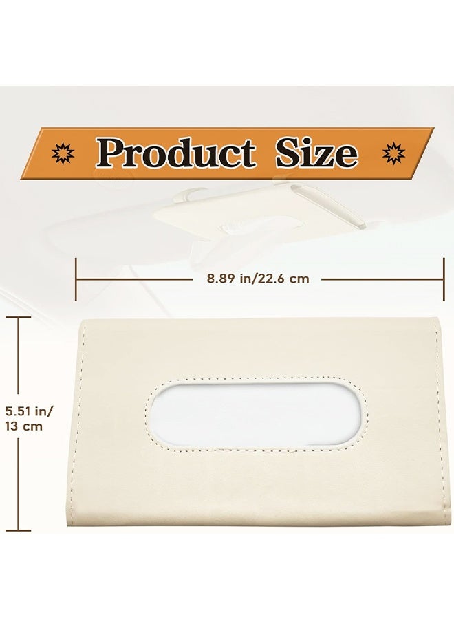 Tissue Box Holder for Car, Car Tissues Holder, Car Napkin Case, Hanging Paper Towel Clip, PU Leather Tissue Box, Paper Carton, Mask Holder for Car,Beige - Image 2