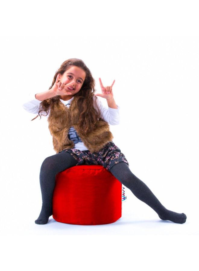 WAVY Red Footstool Bean Bag -  Leather - Image 1