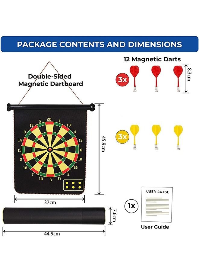 Arabest Magnetic Dart Board for Kids, Double Sided Dart Board Games Set, Indoor Outdoor Darts Game with 6pcs Safe Magnetic Darts, Gifts for Teenage Boys Girls from 5 years old  - Image 3