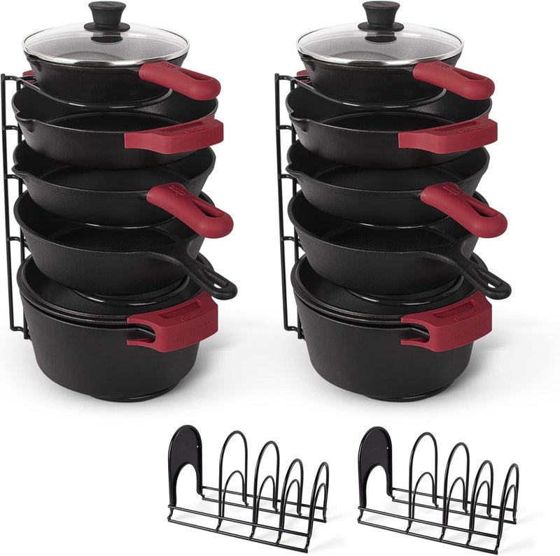 Cuisinel Pots and Pans Organizer - 15" Heavy Duty Skillet Rack - 2 Pack - Kitchen Counter/Cabinet Organization Storage - Holder for Cookie Sheet, Cutting Board, Cast Iron Cookware, Dish, Lid Stand - Image 1