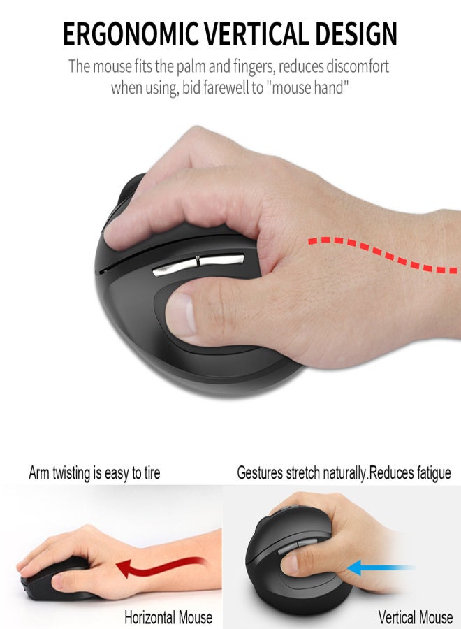 YWYT G836 2.4G Wireless Optical Ergonomic Vertical Mice with 3 Adjustable DPI Plug and Play for PC Laptop Black - Image 4