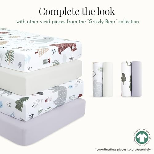 Evolur Grizzly Bear 3 Piece Crib Bedding Set, Machine Washable, Soft and Breathable Toddler Bedding Set, Includes Fitted Sheet, Wearable Blanket and Crib Skirt - Image 5