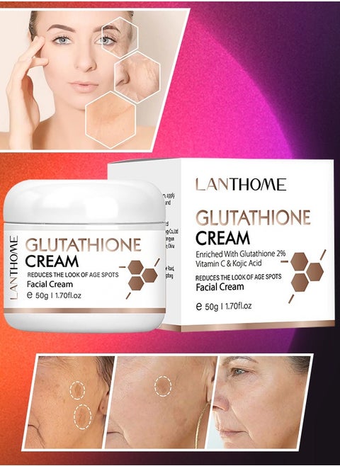 Glutathione White Cream Dark Spot Corrector for Face and Body Dark Spot Fade Cream Enhanced with Advanced Ingredients Improve Skin Smooth Wrinkles and Enhances Skin Radiance 50g