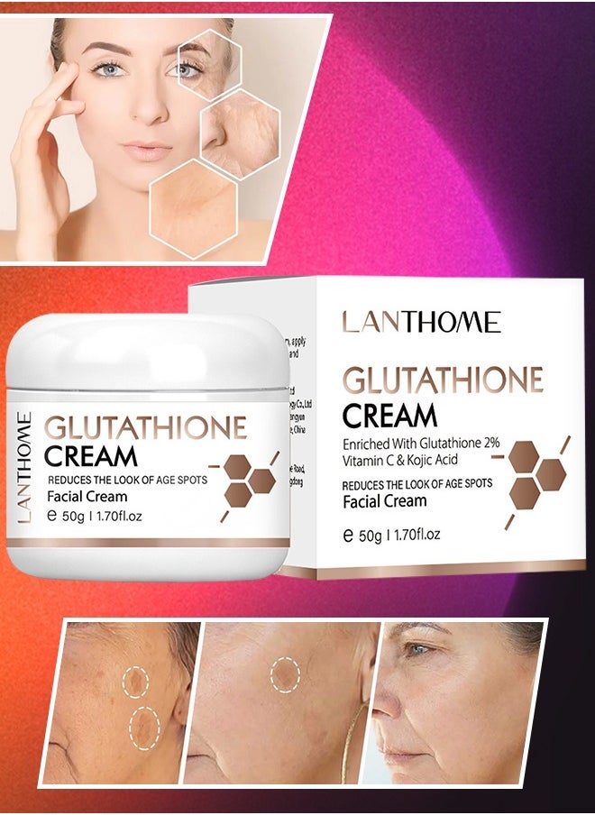 Lanthome Glutathione White Cream Dark Spot Corrector for Face and Body Dark Spot Fade Cream Enhanced with Advanced Ingredients Improve Skin Smooth Wrinkles and Enhances Skin Radiance 50g  - Image 1