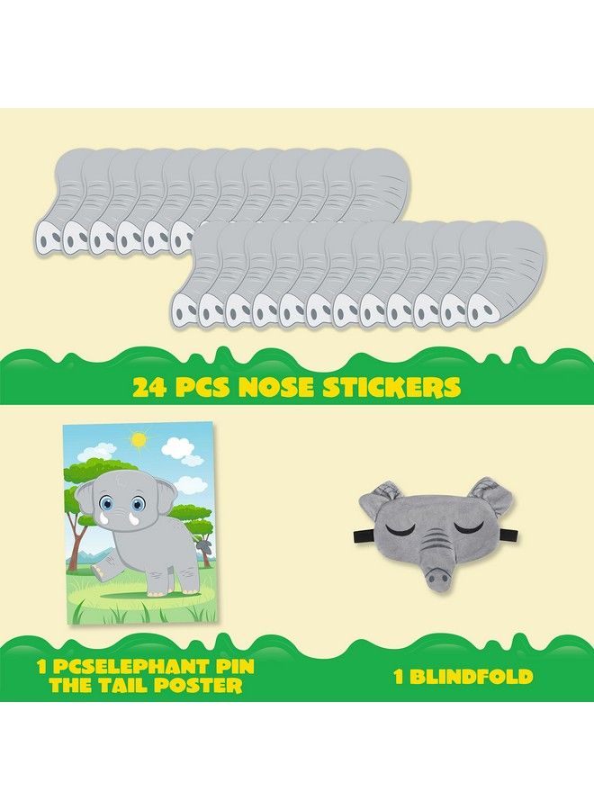 JOYIN Pin The Nose On The Elephant Game 21'' X 28'' Elephant Themed Party Games With 24 Pcs Elephant Nose Stickers Make A Face Sticker Mix And Match Favors Party Games Decorations For Party Games - Image 3