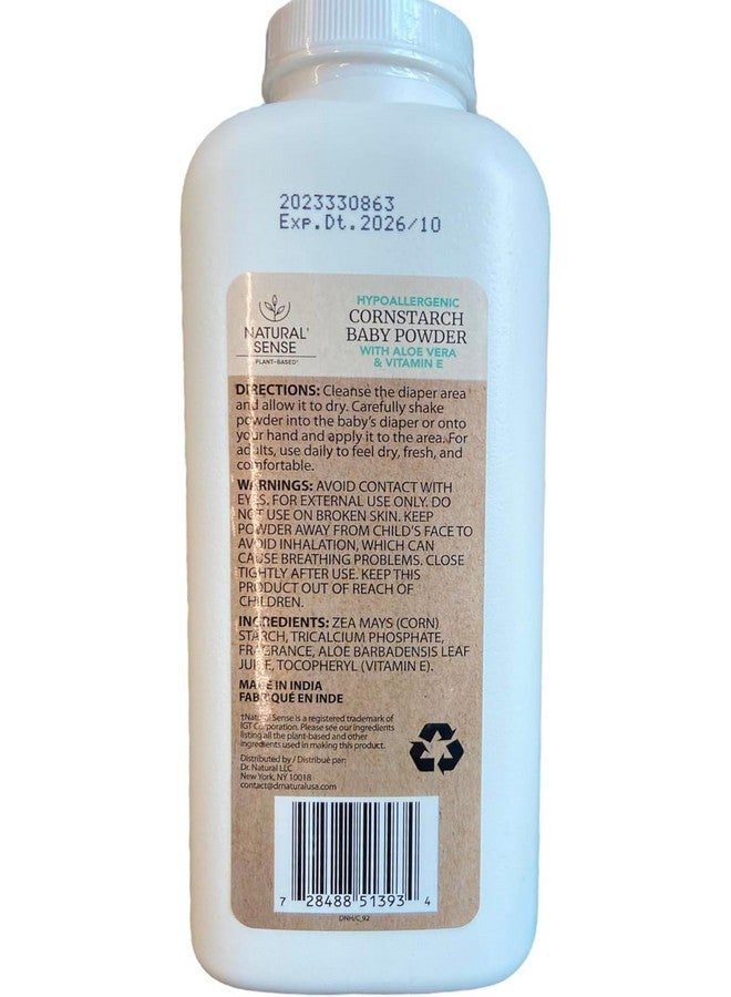 Natural Sense Plant-Based Hypoallergenic Cornstarch Baby Powder with Aloe Vera & Vitamin E, 9oz - Image 2
