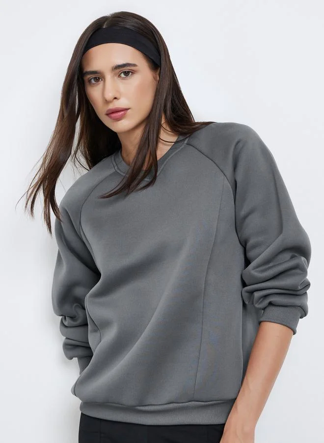 Take Two Take Two Grey Regular Fit V Neck Sweatshirt