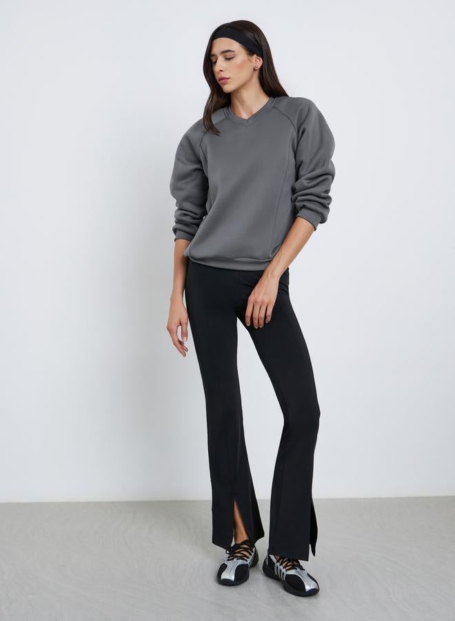 Take Two Grey Regular Fit V Neck Sweatshirt - Image 2
