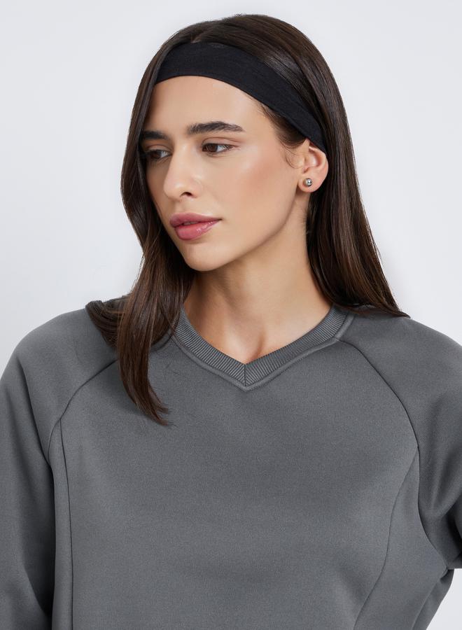 Take Two Grey Regular Fit V Neck Sweatshirt - Image 3