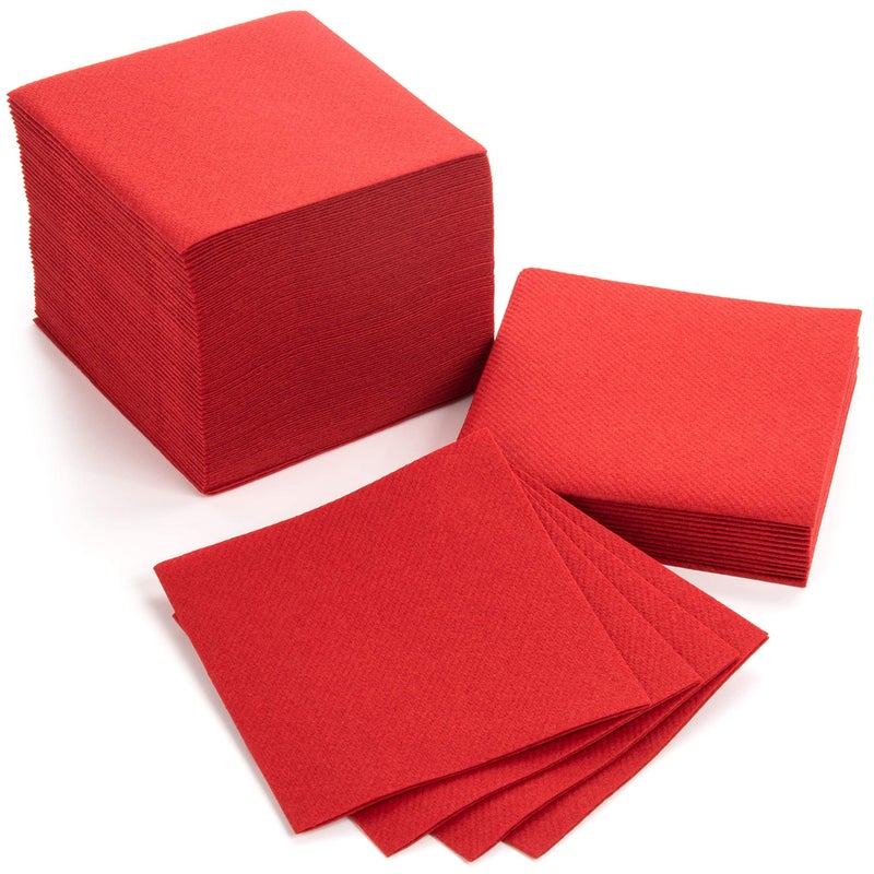 AH AMERICAN HOMESTEAD AMERICAN HOMESTEAD Red Cocktail Napkins  Premium 475x475 Disposable LinenLike Beverage Napkins  Bulk Square Party Bar Serviettes for Weddings Parties Events and Everyday Use  100 Count
