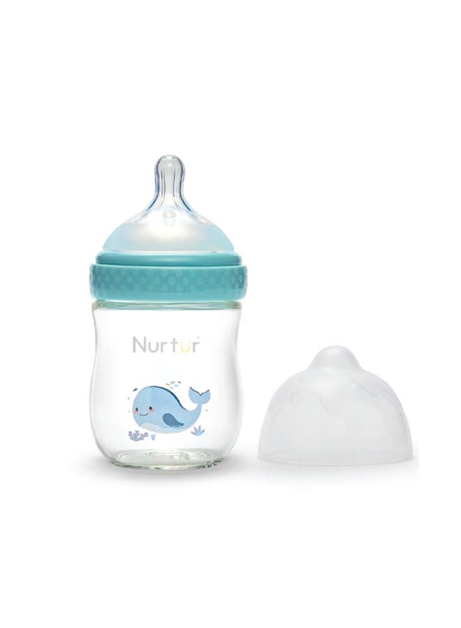 Nurtur Nurtur Cozi - 160Ml Anticolic Glass Feeding Bottle - Wide neck - Blue  - Image 3
