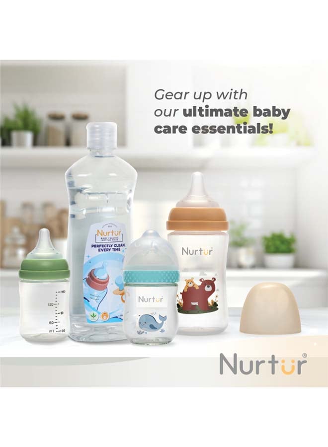Nurtur Nurtur Cozi - 160Ml Anticolic Glass Feeding Bottle - Wide neck - Blue  - Image 2