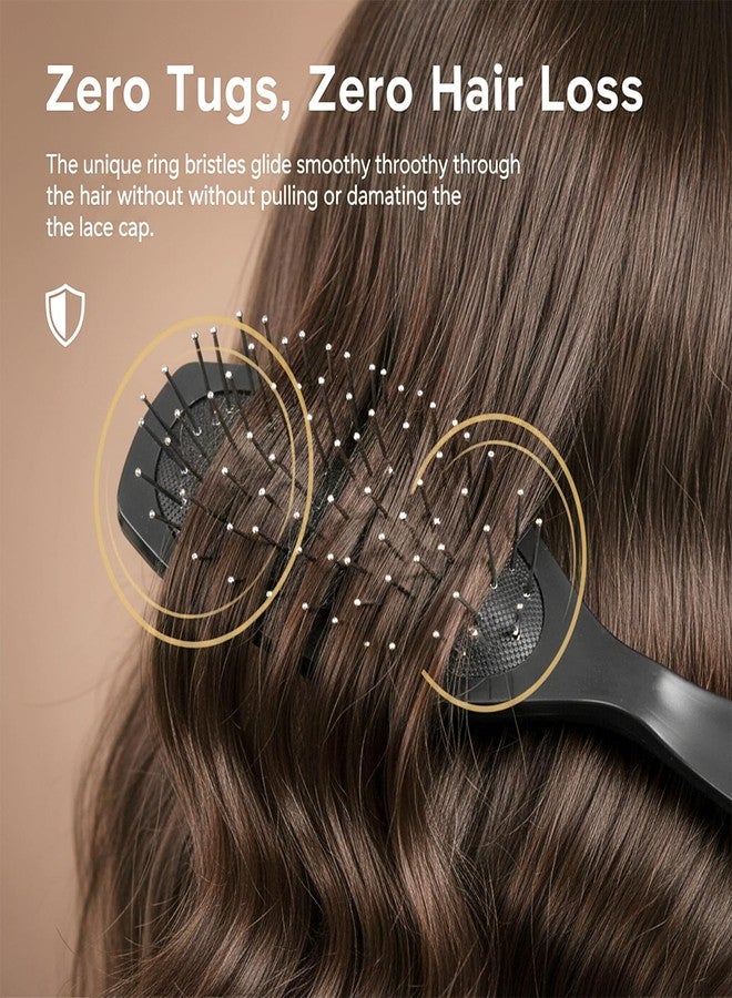 Eldraqth 3 Pcs Wig Brush Comb Set, Professional 3 Row Wire Brush Wig Hair Extension Brushes Wide Tooth Comb Edge Combs Styling Tools for Human and Synthetic Hair, Black - Image 4