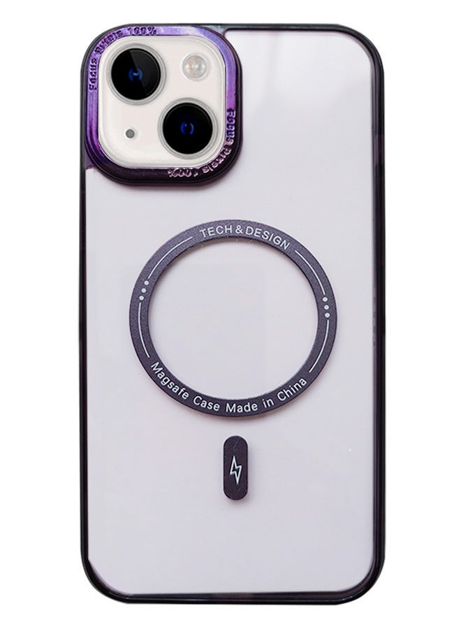 Premium Shockproof MagSafe Case for iPhone 13 with Metal Camera Frame – Stylish Transparent Magnetic Mobile Cover for Men, Women & Youth – Anti-Fingerprint, Camera Protection, Drop Resistant (Purple) - Image 1