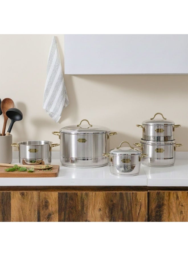 Bonera Nirvana Mega 10-Piece Stainless Steel Cookware Set - Durable Pots & Pans, Induction Compatible, Premium Kitchen Cookware for Modern Cooking - Image 1