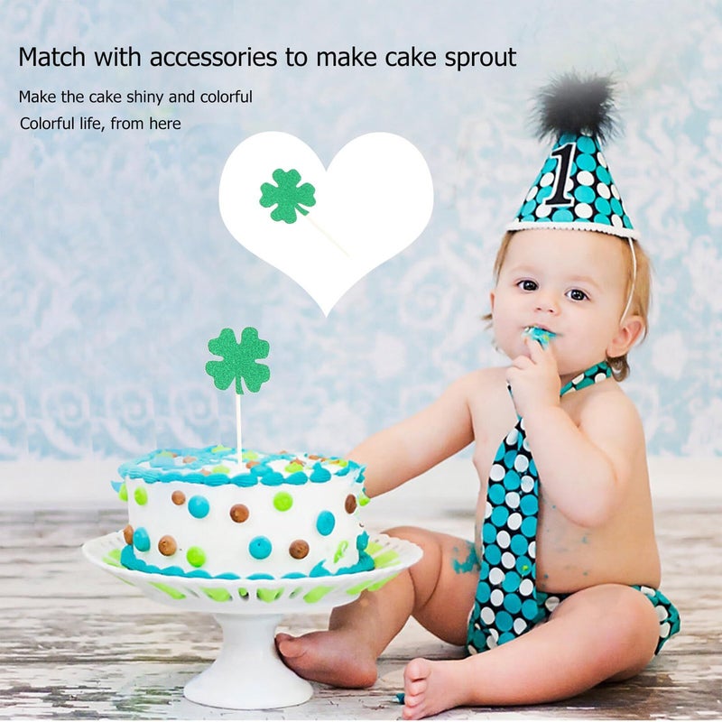 St Patricks Day Shamrock Cake Toppers 24pcs Non Edible Decor with Metallic Coin Hats - Image 3