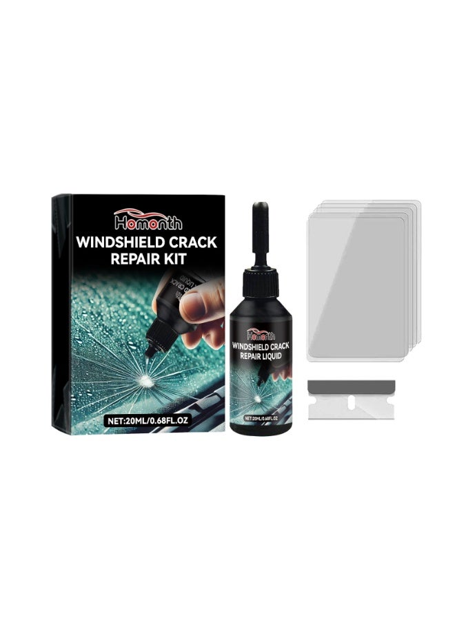 Homonth Windshield Crack Repair Kit, 20ml Automotive Glass Repair Liquid, DIY Car Window Chip & Crack Repair Tool for Star, Long and Crescent Cracks - Image 1