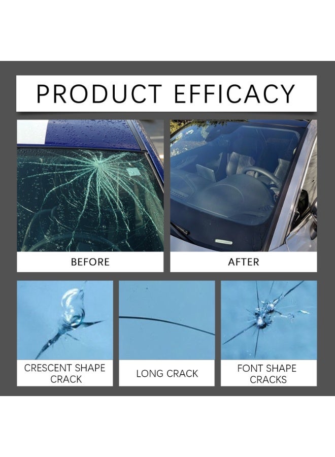 Homonth Windshield Crack Repair Kit, 20ml Automotive Glass Repair Liquid, DIY Car Window Chip & Crack Repair Tool for Star, Long and Crescent Cracks - Image 2
