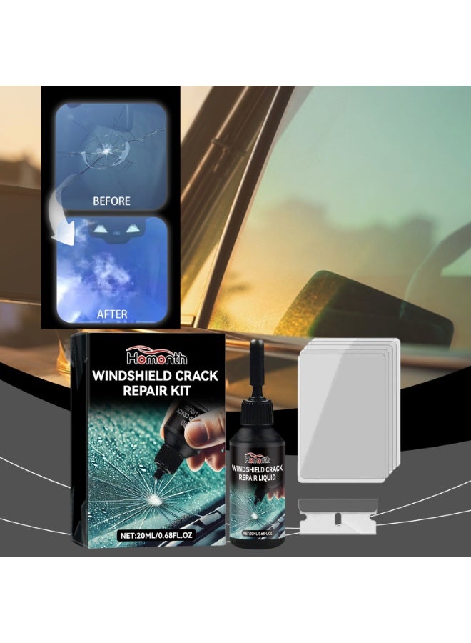 Homonth Windshield Crack Repair Kit, 20ml Automotive Glass Repair Liquid, DIY Car Window Chip & Crack Repair Tool for Star, Long and Crescent Cracks - Image 5