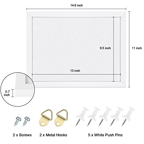 Aitakatta Cork Board Bulletin Board, White Frame Cork Boards for Walls with Felt, Decorative Hanging Pin Board for Home School Office, Vision Board, 14.6x11 Inches, White 1pc - Image 2