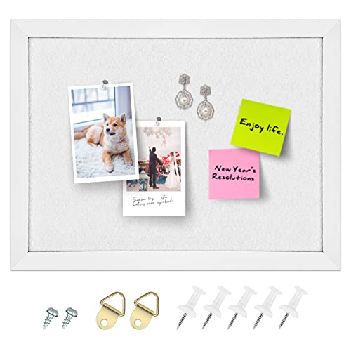 Aitakatta Cork Board Bulletin Board, White Frame Cork Boards for Walls with Felt, Decorative Hanging Pin Board for Home School Office, Vision Board, 14.6x11 Inches, White 1pc - Image 1
