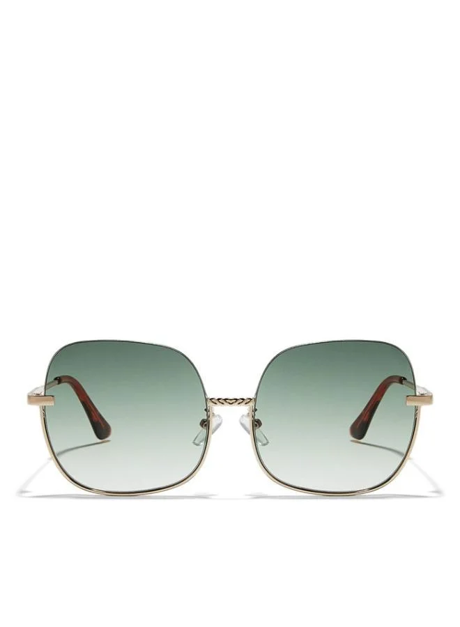 Blackout GEO Women Japanese Gold Sunglasses - Frame Material: Metal - Frame Color: Japanese Gold -Lens Color: Green - Full Rim