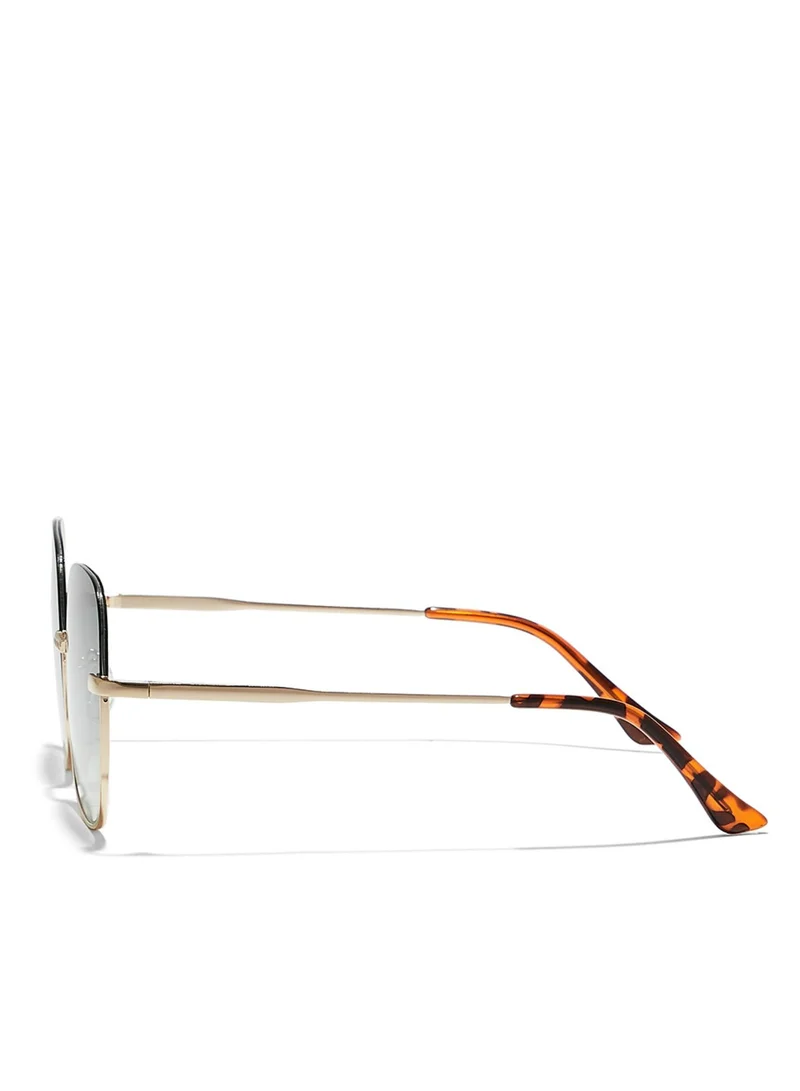 Blackout GEO Women Japanese Gold Sunglasses - Frame Material: Metal - Frame Color: Japanese Gold -Lens Color: Green - Full Rim