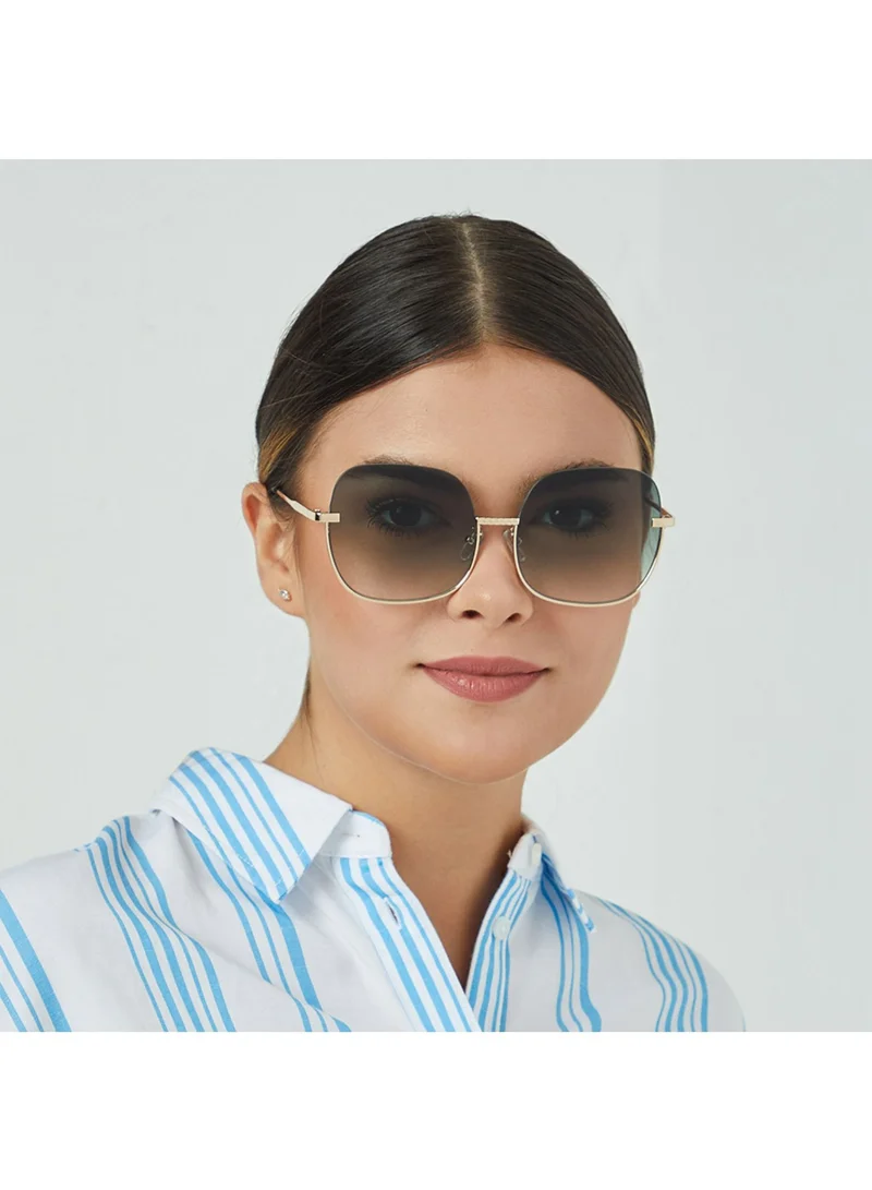 Blackout GEO Women Japanese Gold Sunglasses - Frame Material: Metal - Frame Color: Japanese Gold -Lens Color: Green - Full Rim